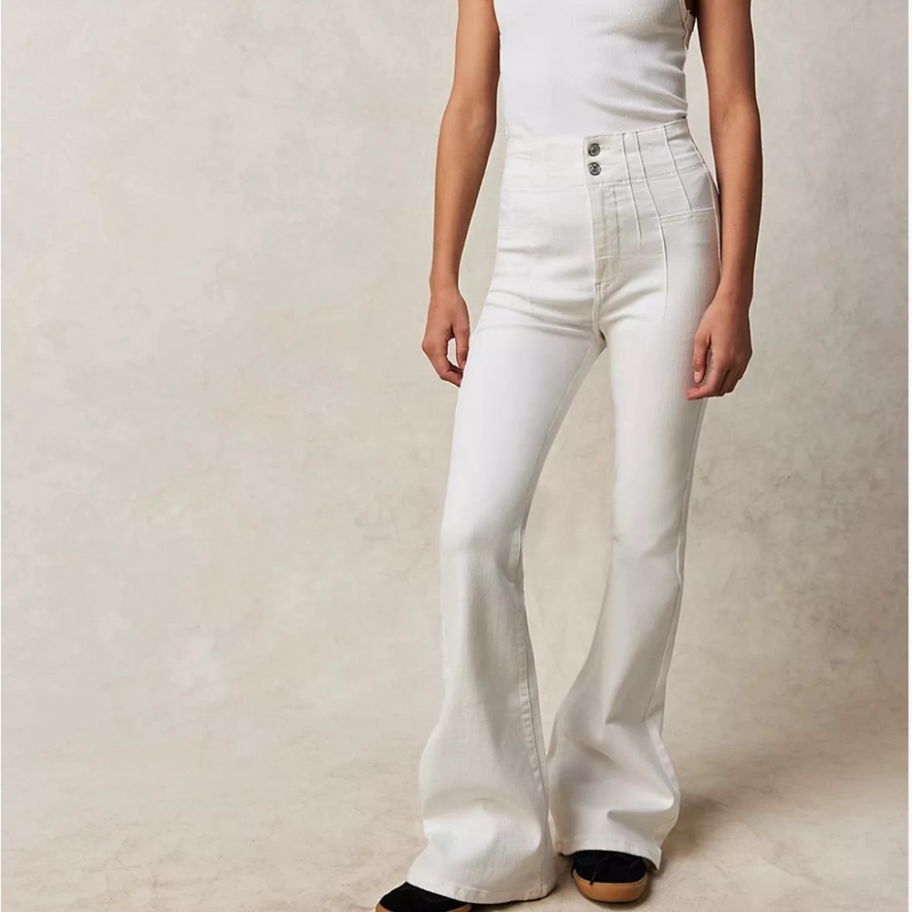 We The Free High-Rise White Flared Jeans